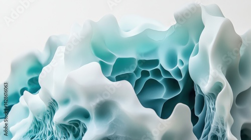 Obraz na płótnie Abstract Fluid Shape with Soft Blue and White Textures and Forms w salonie