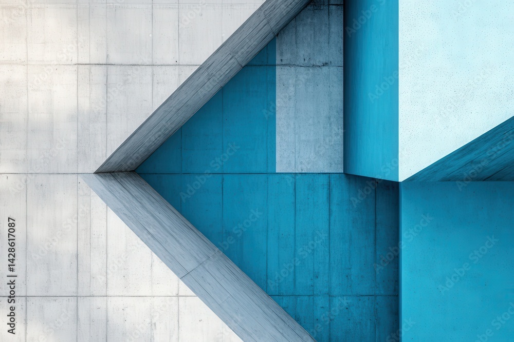 Fototapeta premium Abstract Geometric Shapes in Blue and Gray Concrete Lines