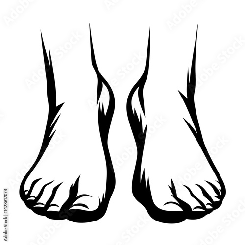 Stylized Black and White Image of Two Feet with Pointed Toes