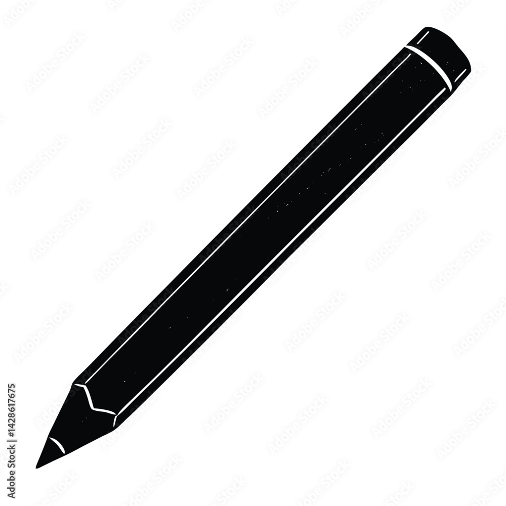 Isolated Black Vector Artist Element graphite stick With White Background Isolated Black Vector Artist Element graphite stick With White Background