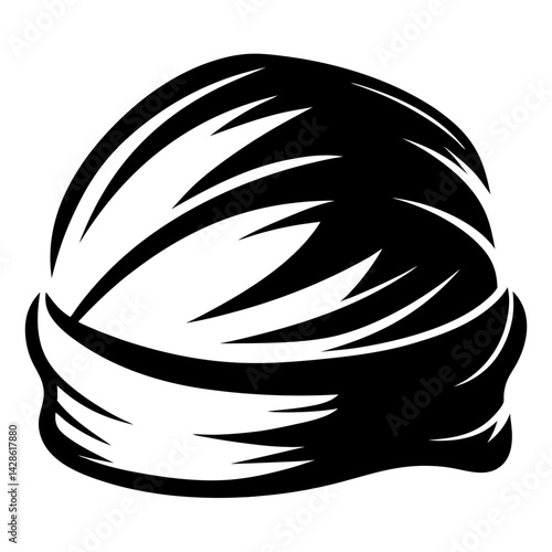 Monochrome vector illustration of a stylized turban headdress design element