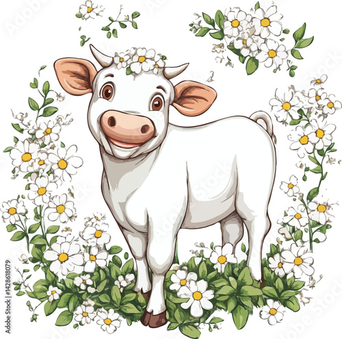cow with flowers