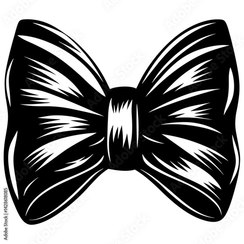 Monochrome Stylish Bow Tie Illustration with Classic Formal Attire Aesthetic Design