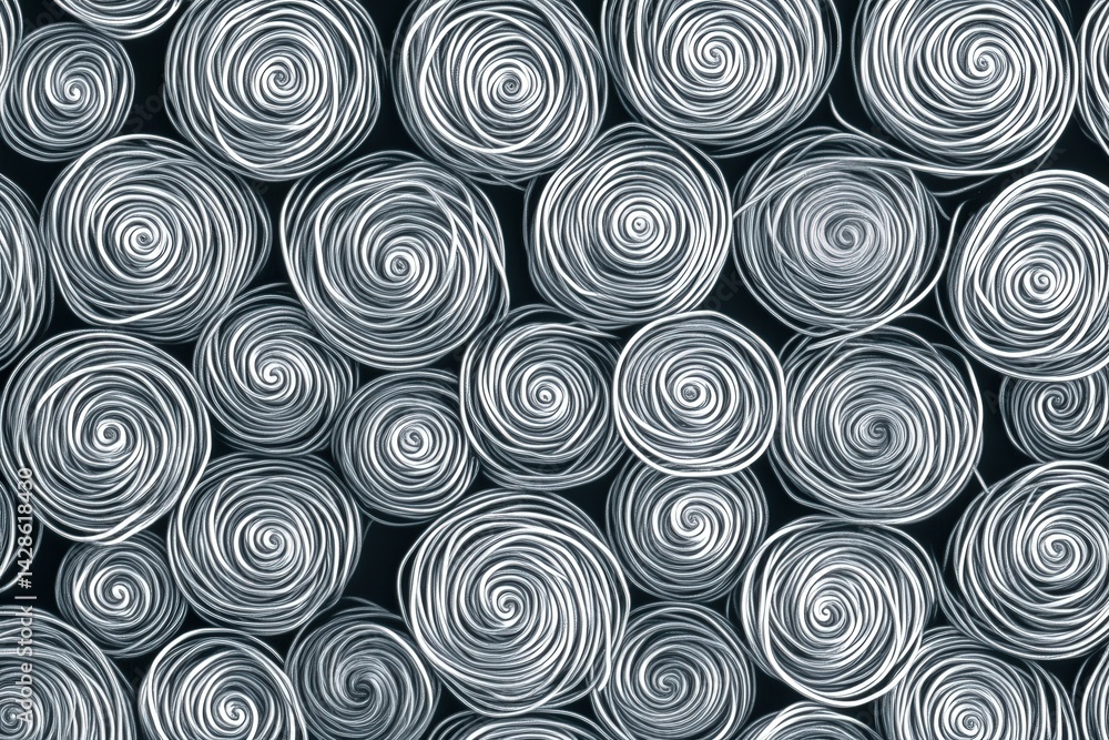 Fototapeta premium Abstract Gray and White Spiral Patterns on Dark Background
