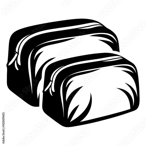 Monochromatic Illustration of Two Square Hay Bales Stacked on Top of Each Other