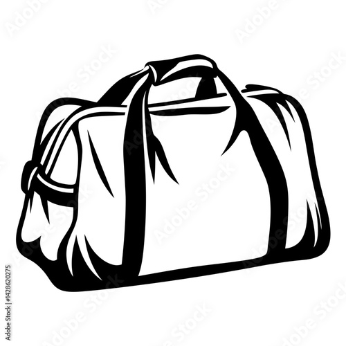 Monochrome duffel bag vector graphic illustration for travel and sports