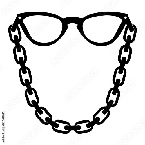 Stylish glasses adorned with a bold and contrasting chain embellishment design