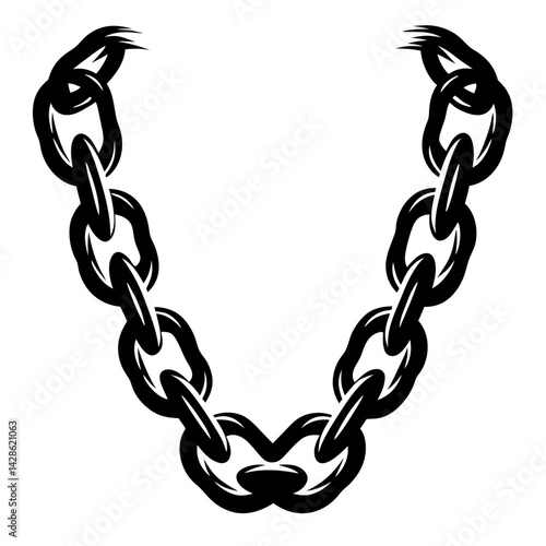 Stylized Black Chain Illustration with Decorative End Points and Heavy Links