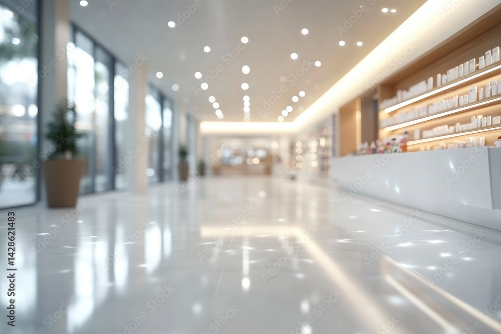 A modern, spacious lobby with polished floors and bright lighting. A modern, spacious lobby with polished floors and bright lighting.