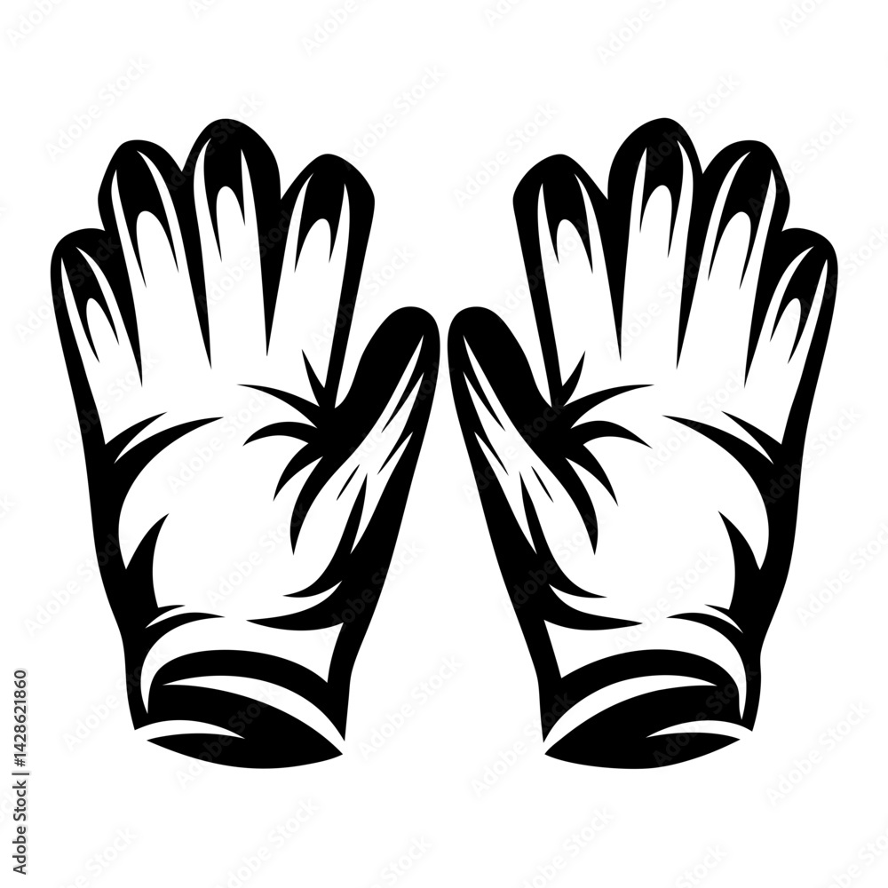 Obraz premium Stylized black and white illustration of a pair of hands reaching upwards
