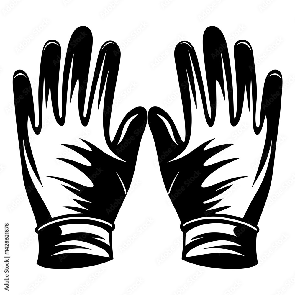 Obraz premium Stylized image of black and white open hands with fingers extended upwards