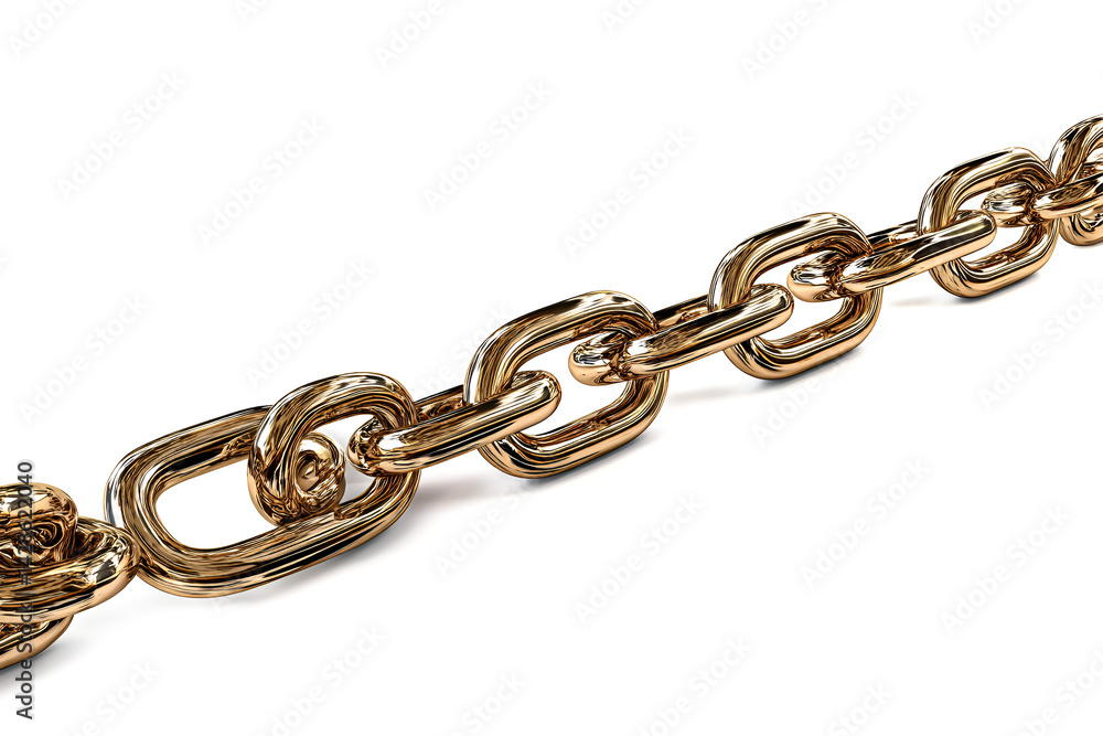 Fototapeta premium Shiny Gold Chain Links Interconnected Strong Connection Secure Bond