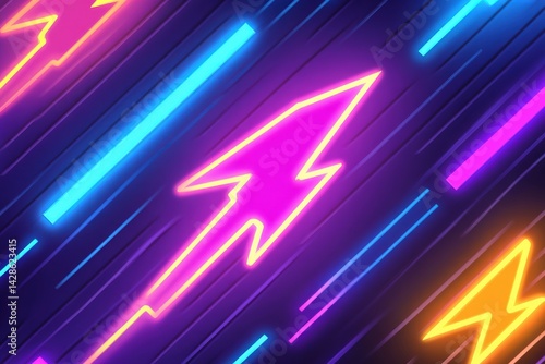 Abstract Neon Arrows Motion Background with Colorful Lighting Effects