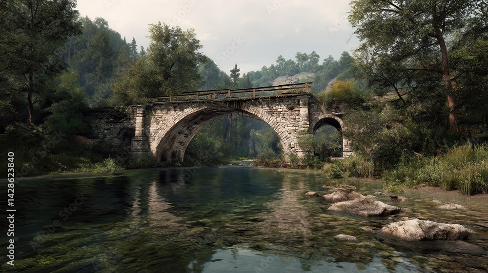 Fototapeta premium A stunning image of old bridge over the river.