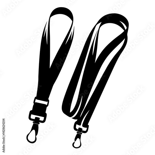 Two black lanyards with lobster claw clasps against a white background