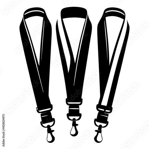 Three lanyard style neck straps in a simple vector graphic illustration