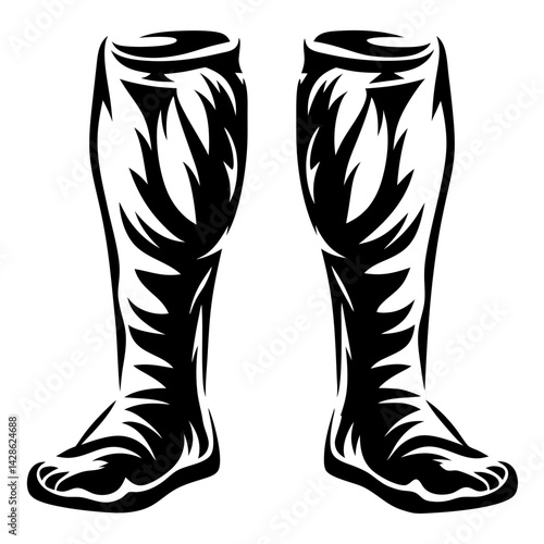 Stylized Image of Bare Legs with Abstract Design in Black and White