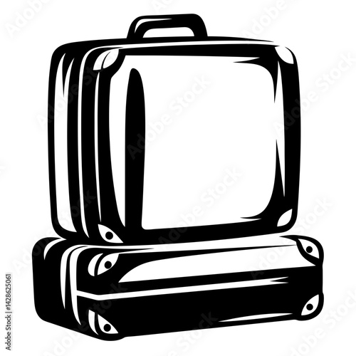 Stylized Stack of Luggage in Black and White Illustration Design