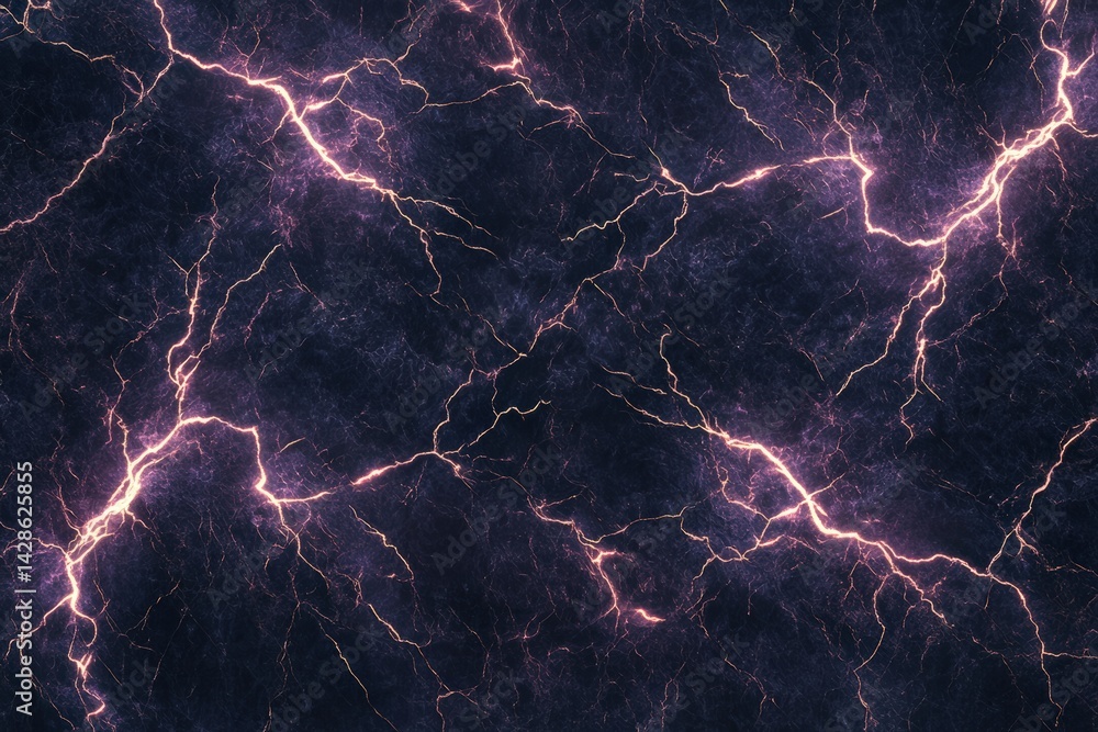 Abstract Purple Lightning on Dark Marble Texture Background