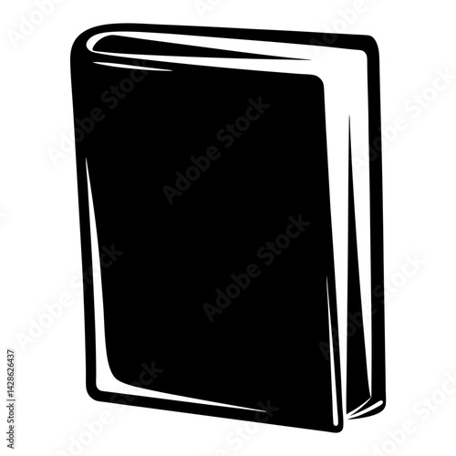 Vector Illustration of a Simple Black Hardcover Book with White Outlines