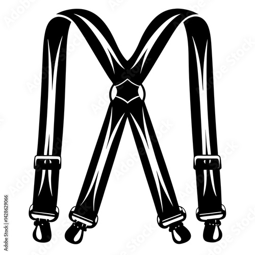Black and White Illustration of Suspenders for Trousers or Skirts