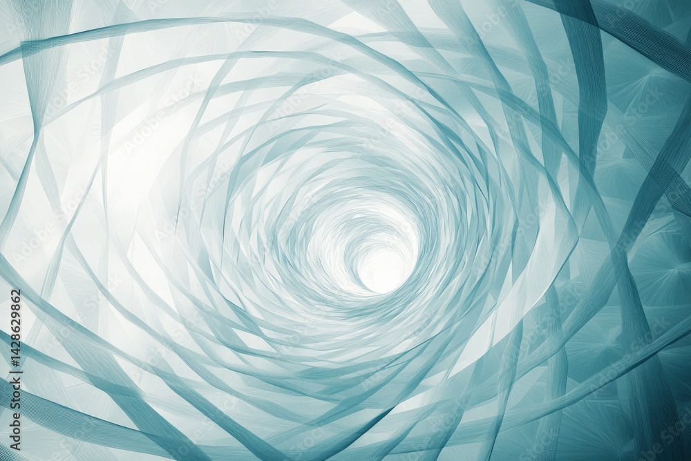 Abstract Swirling Light Blue Tunnel Design in Soft Focus Effect