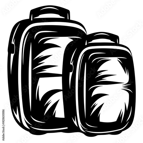 Monochromatic Pair of Black and White Lunch Boxes for School or Work