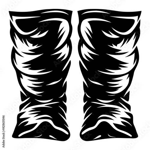 Stylized Pair of Decorative Ornate Black Boots or Leg Armor Tattoo Design