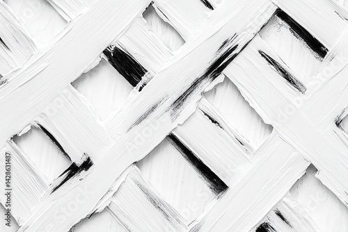 Obraz na płótnie Abstract Texture of White Lattice with Black Brush Strokes w salonie