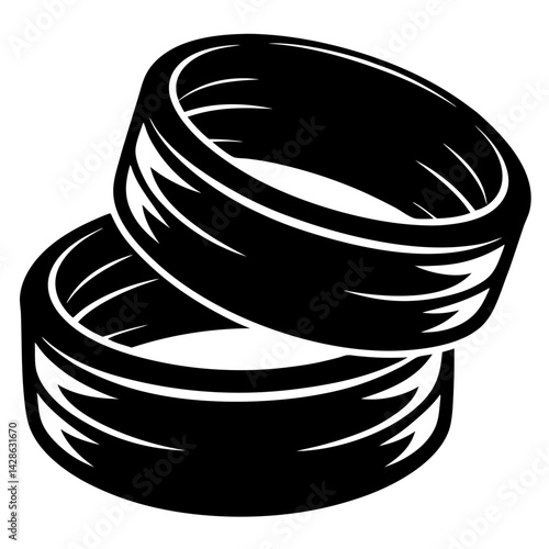 Abstract illustration of two black rings stacked on top of each other
