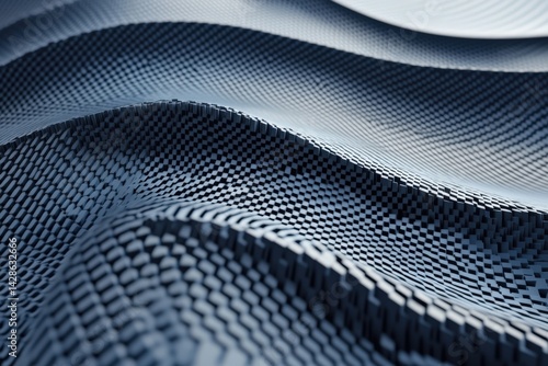 Obraz na płótnie Abstract Textured Waves of Dark Material in Artistic Design w salonie