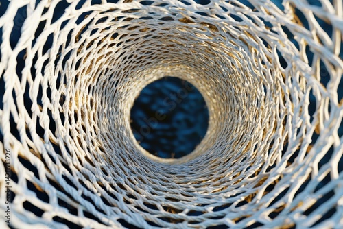Abstract View Through a Circular Net with Soft Focus and Depth