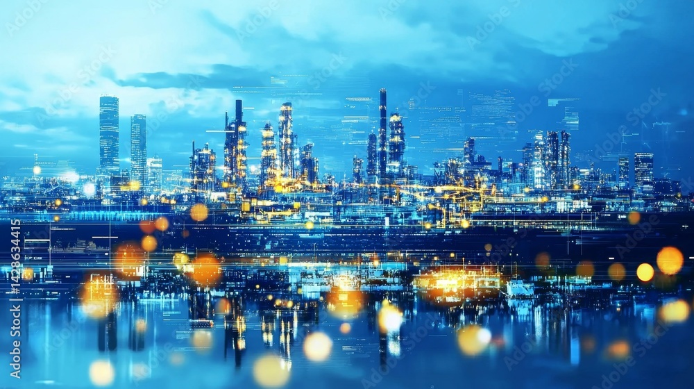 Naklejka premium Merging petrochemical processes with sustainable practices.