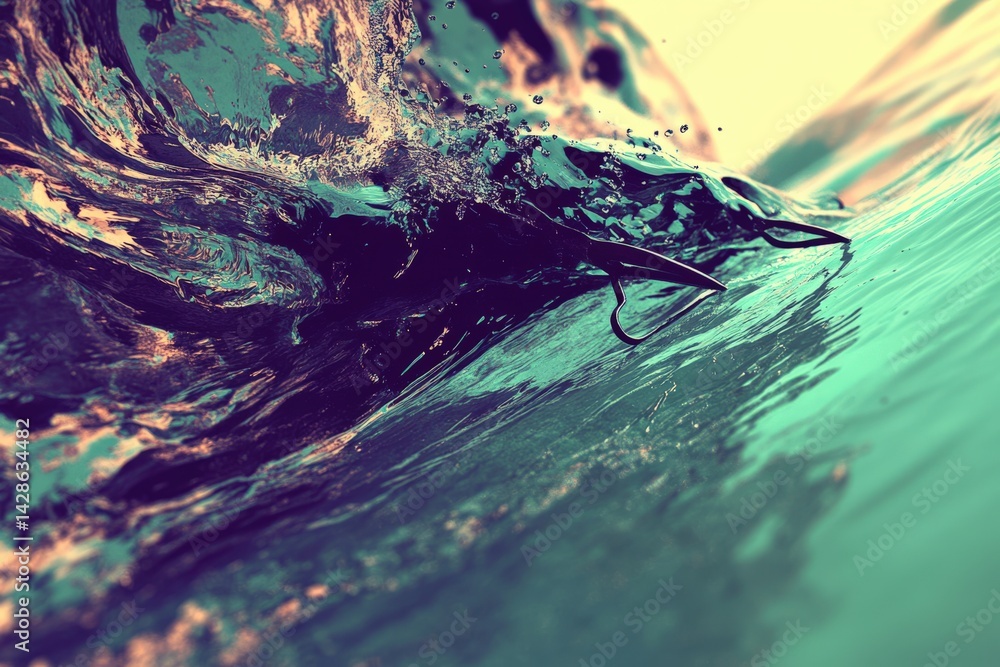 Abstract Waves and Flowing Water with Colorful Light Effects