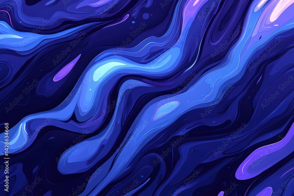 Abstract Waves in Shades of Blue and Purple with Smooth Movement