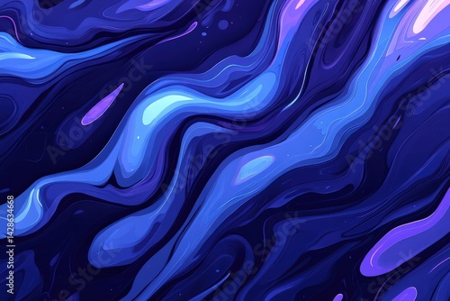 Obraz na płótnie Abstract Waves in Shades of Blue and Purple with Smooth Movement w salonie
