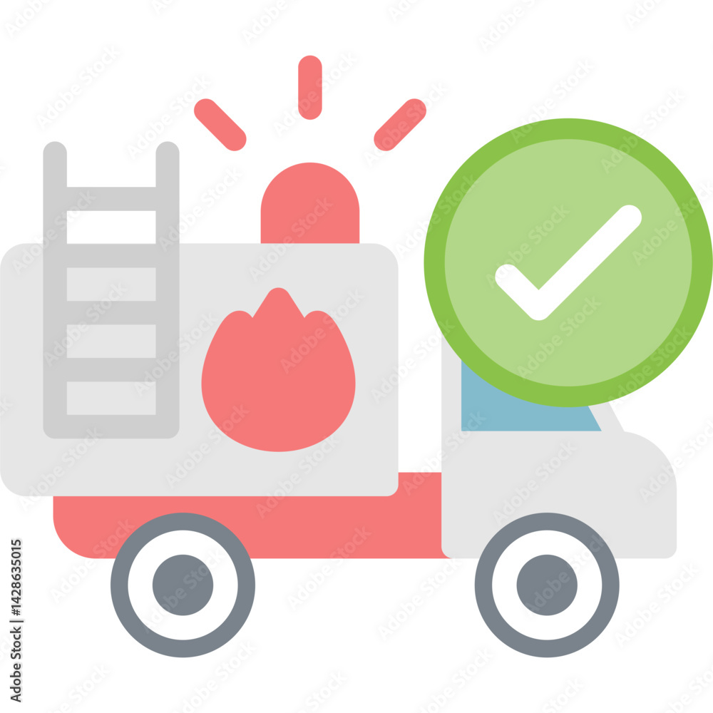 Obraz premium Fire Truck Flat Icon