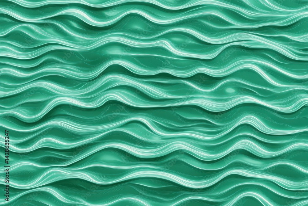 Abstract Wavy Pattern in Shades of Teal for Background Design