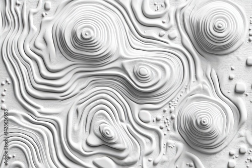 Obraz na płótnie Abstract White Topographic Surface with Fluid Curves and Patterns w salonie