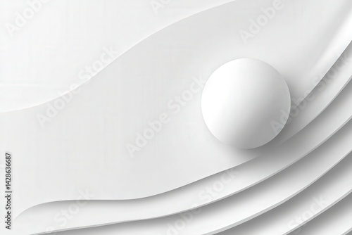 Obraz na płótnie Abstract White Wave and Sphere in Minimalistic Modern Design w salonie