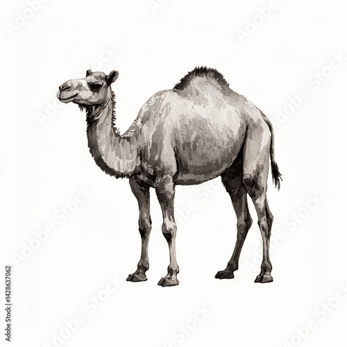 Dune whispers camel stand isolated watercolor vector illustration svg