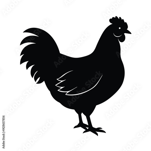 Chicken Silhouette Icon on White Background