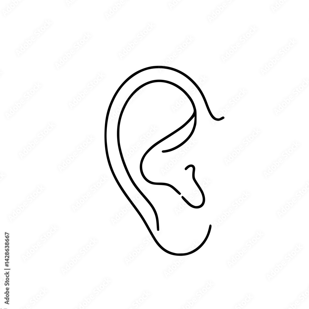 Obraz premium Single Line Art of Ear Outline in Minimalist Style 