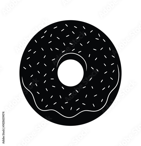 Donut Silhouette Icon on White Background