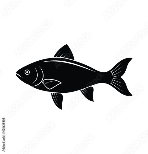 Fish Silhouette Icon on White Background