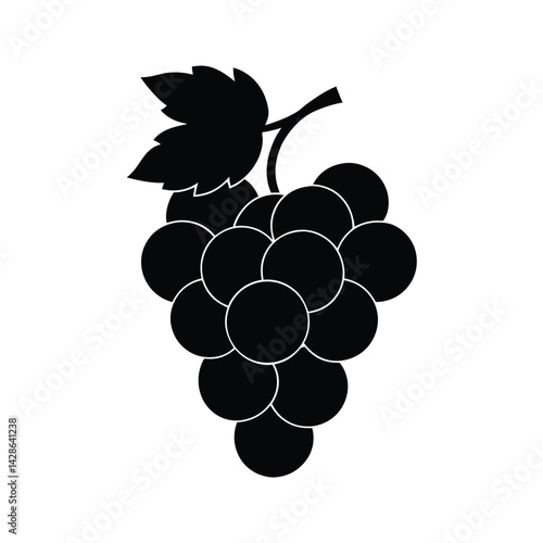 Grape Silhouette Illustration on White Background