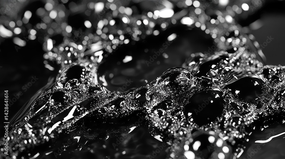 Black and White Abstract Water Bubbles with Soft Light Reflection