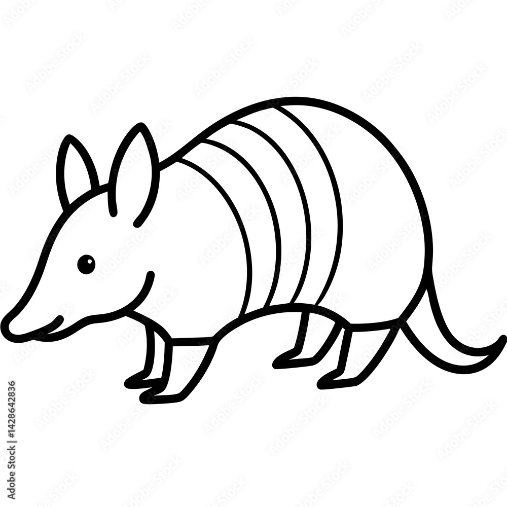 Fototapeta premium Clean Armadillo Silhouette in Line Art