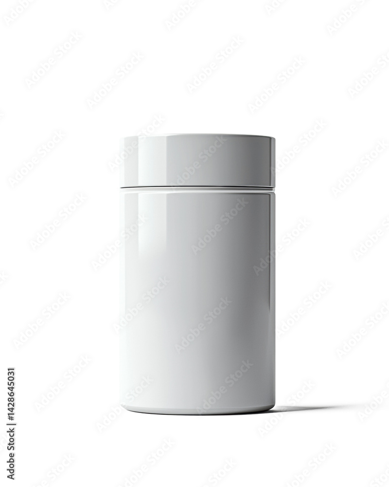 3D rendering of a minimalistic cylindrical cosmetic jar with matte finish and screw-on lid, isolated on a white background 3D rendering of a minimalistic cylindrical cosmetic jar with matte finish and screw-on lid, isolated on a white background