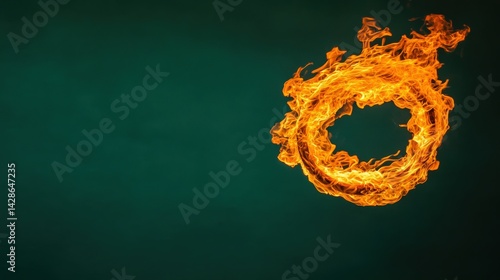 Bright Circular Fire Ring on Dark Background for Dramatic Effect